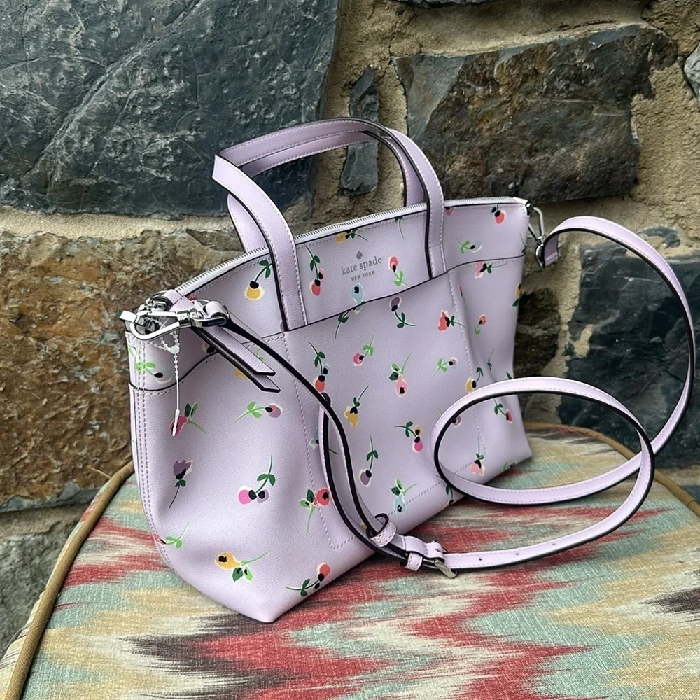 NWT Kate Spade Floral Pansy Toss Lilac Crossbody Satchel Bag
